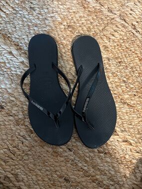 Havaianas Slim Gloss Black Flip Flops